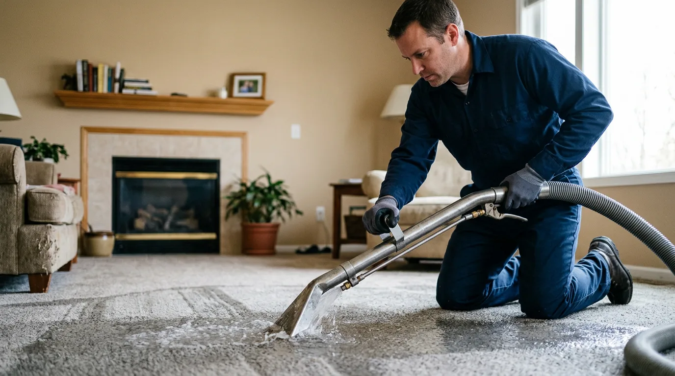 Water damage restoration technician working near Vista, CA